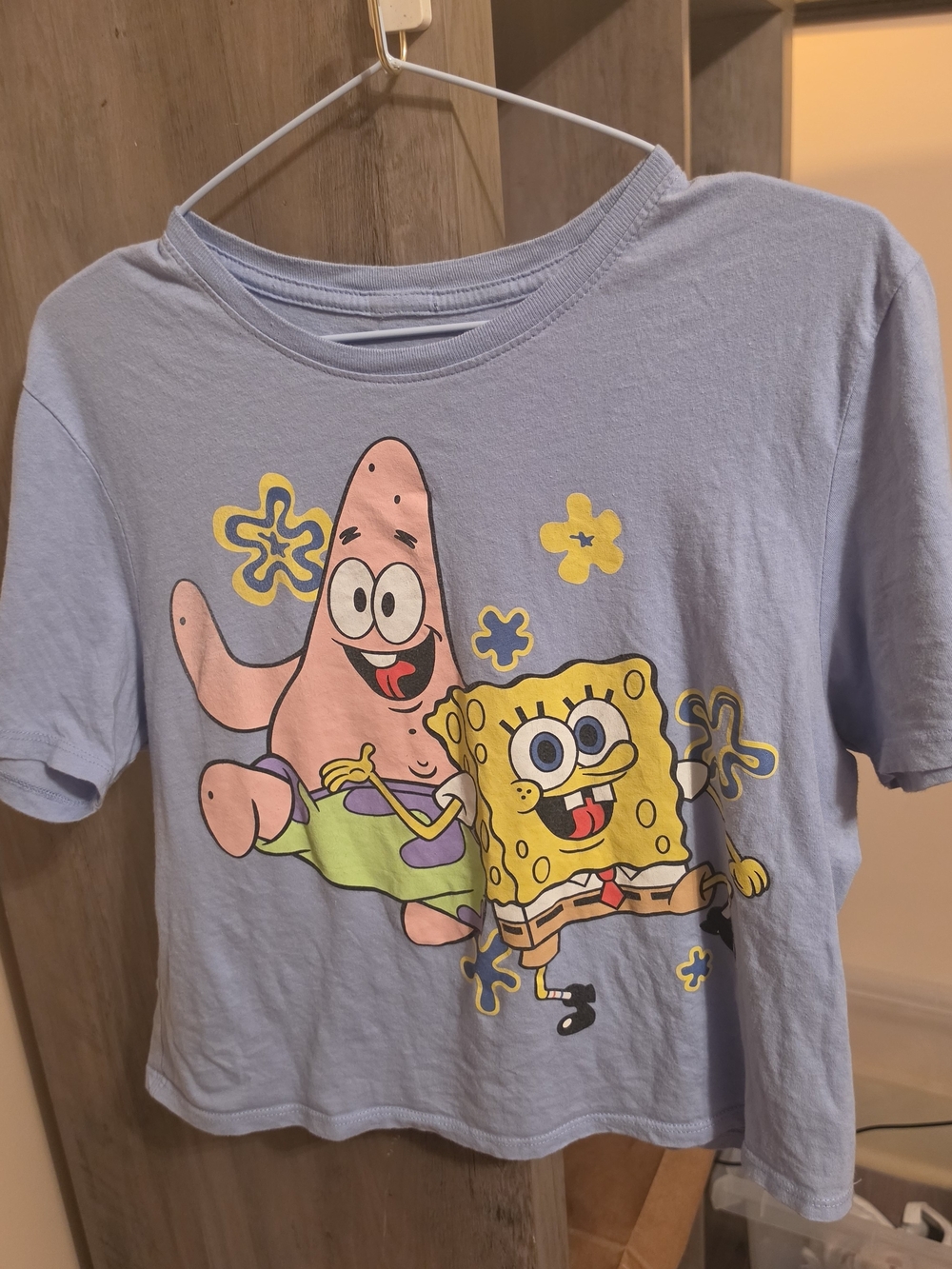 SpongeBob Squarepants Light Blue  Tee with SpongeBob & Patrick. Oversized Small